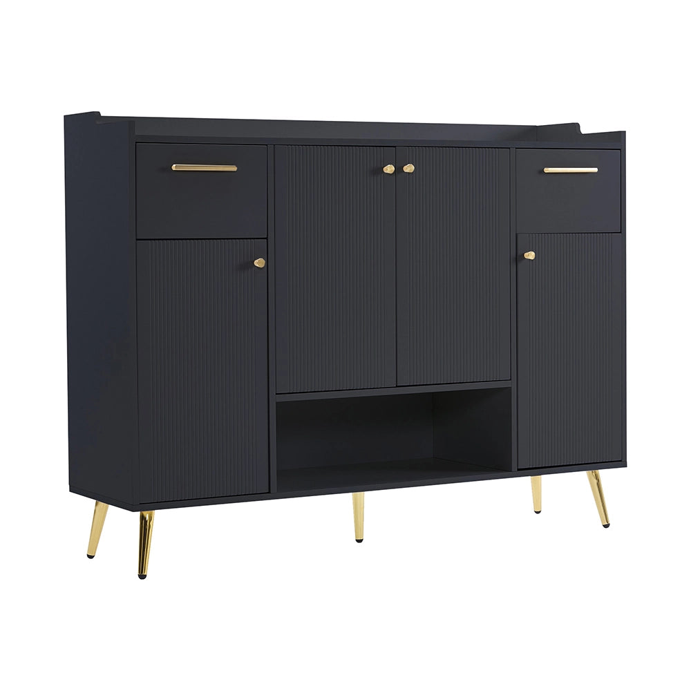 Armoire ?? chaussures - Xylo - L130/l37/H100 - Noir - 2 tiroirs 4 portes