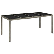 Tavolo da Giardino | Tavolino da esterno Piano in Vetro Grigio 190x90x75cm Polyrattan