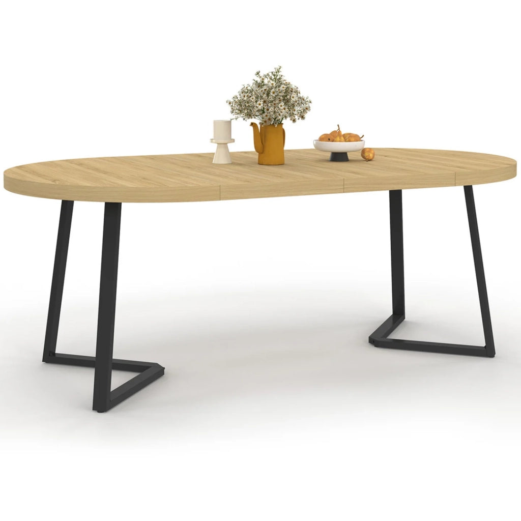 IDMarket - SELMA tavolo da pranzo rotondo allungabile 4-10 persone legno e nero 110-200 cm