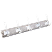 Appendiabiti da parete in legno con 5 ganci 63x2,3x8h cm