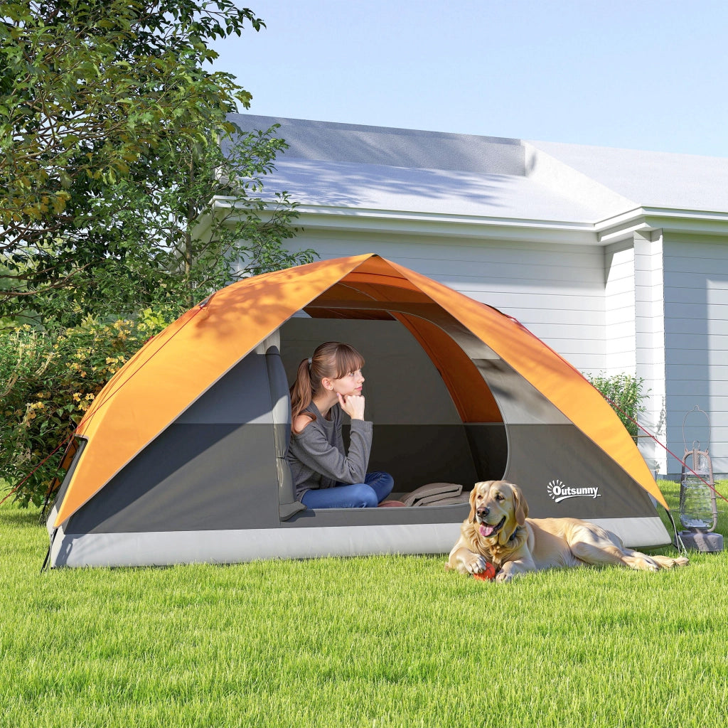 Tenda da Campeggio 3 Persone ¨C zephmum ¨C Arancione, Impermeabile, con Tasche e Borsa