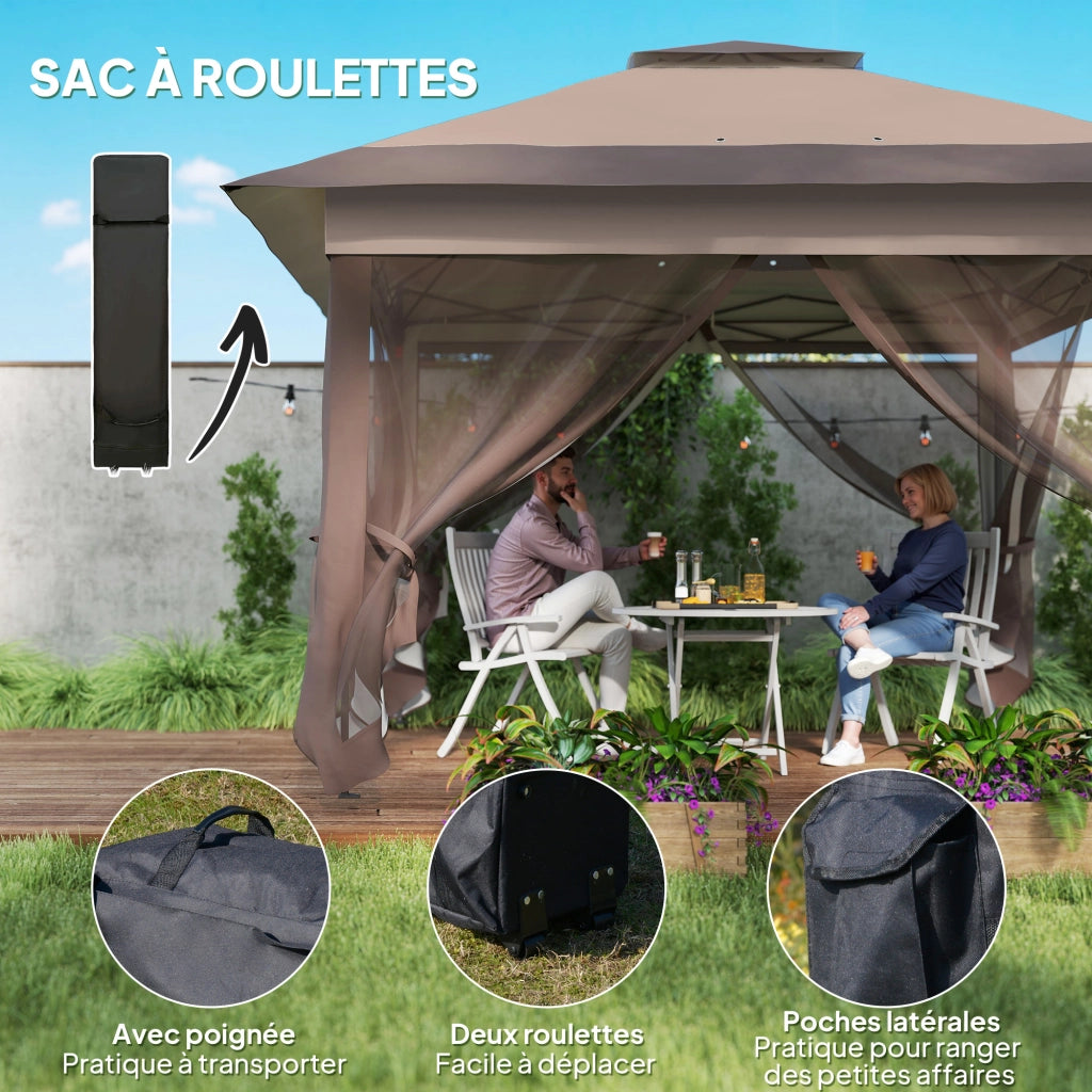 Tonnelle da Giardino Pieghevole Pop-Up ¨C zephmum ¨C Kaki Marrone con Zanzariere e Sacchetto Trasporto