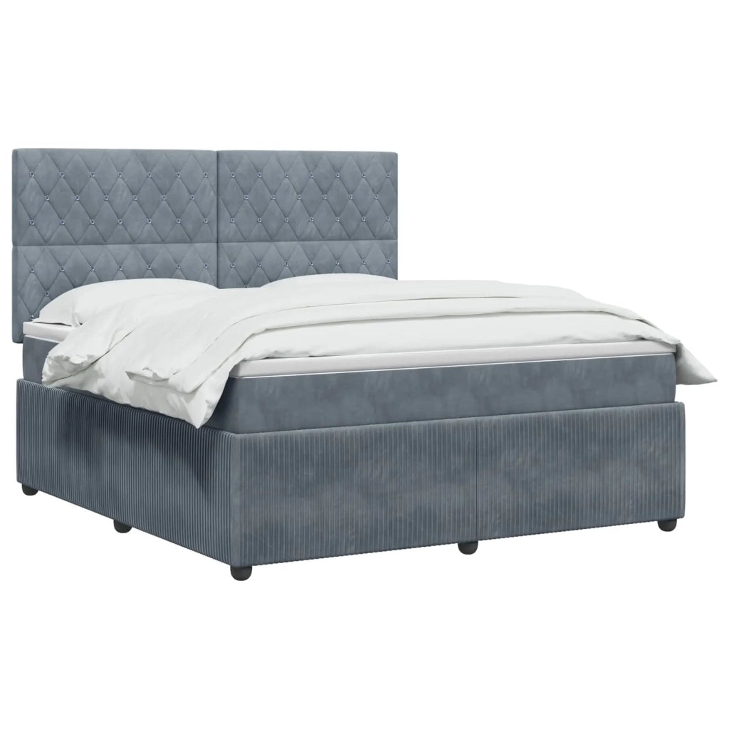 Letto Box Spring LED con Materasso Grigio Scuro 140 x 190 cm 3456060