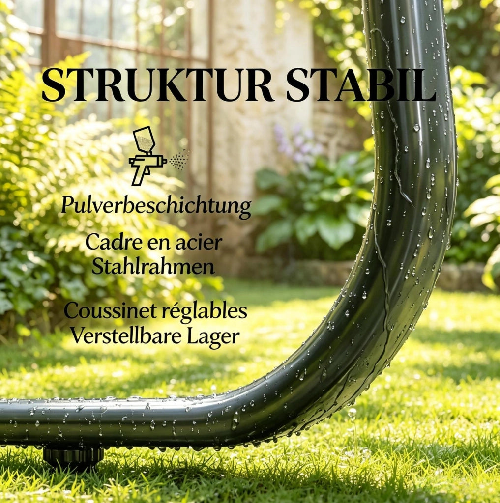 Set da giardino 4 pezzi con divanetto; 2 poltrone e tavolino in vetro temperato; nero e grigio scuro