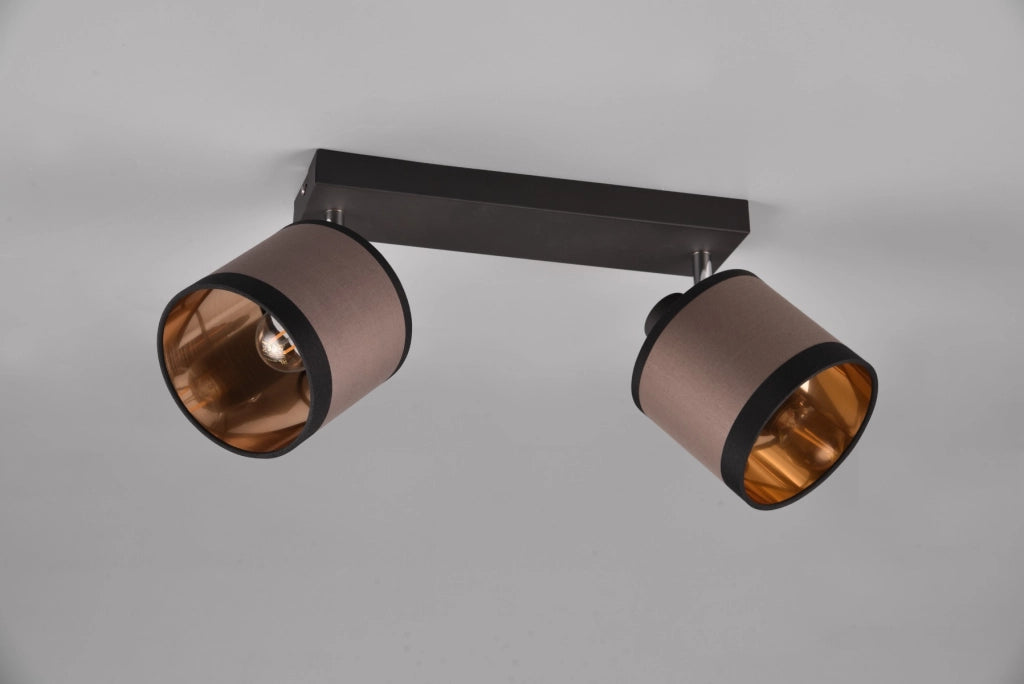 Plafoniera a barra nera RL DAVOS 2 faretti E14 10W