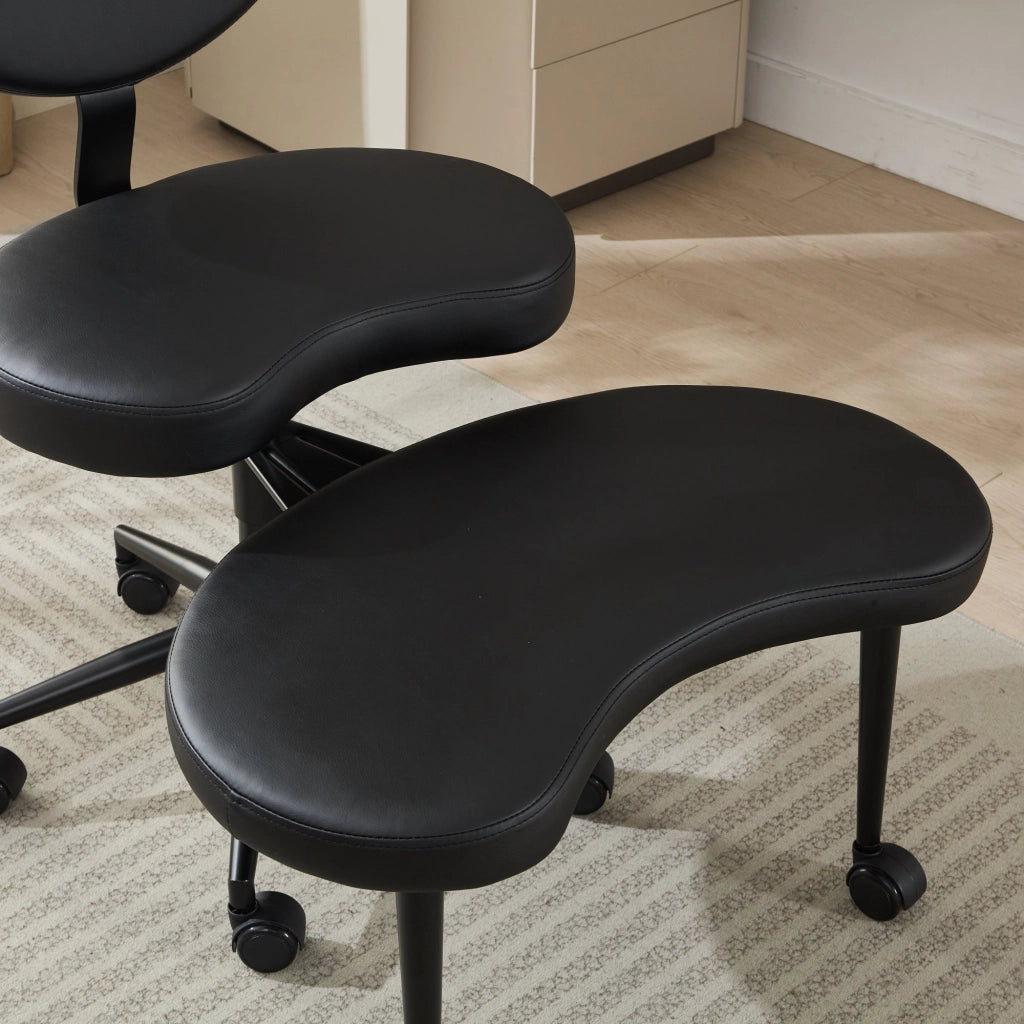 Sedia da Ufficio Incrociata con Ruote e Supporto Lombare ¨C MINIMAL ¨C Nero PU, Altezza Regolabile
