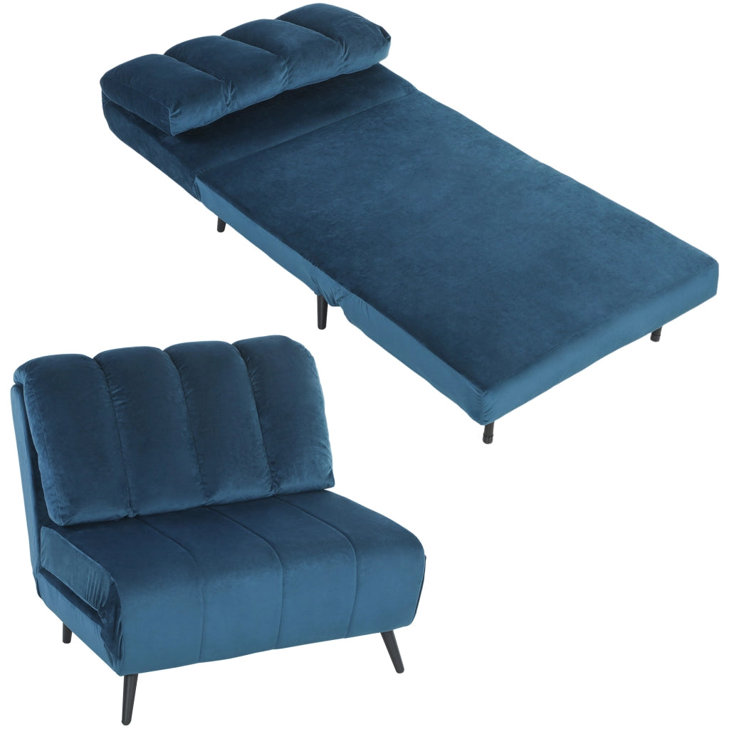 Poltrona Letto Pieghevole Trasformabile con Schienale Regolabile, Blu