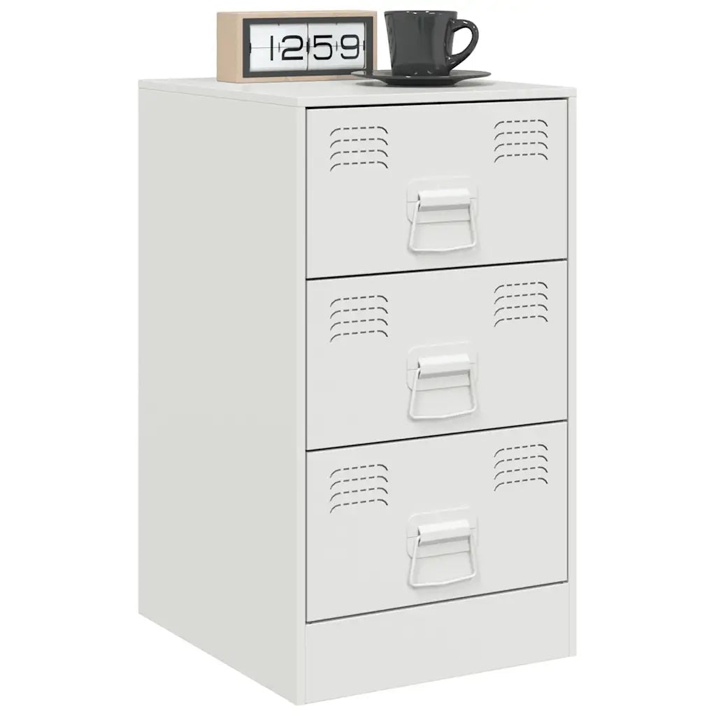 Set di 2 Comodini | Armadio da Notte | Mobiletto da notte Bianchi 34,5x39x62 cm in Acciaio