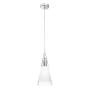 Lampada a sospensione singola RENOIR - Struttura in Metallo Cromato e Diffusore in Vetro Soffiato Bianco Satinato, Attacco E27, IP20 - Rossini