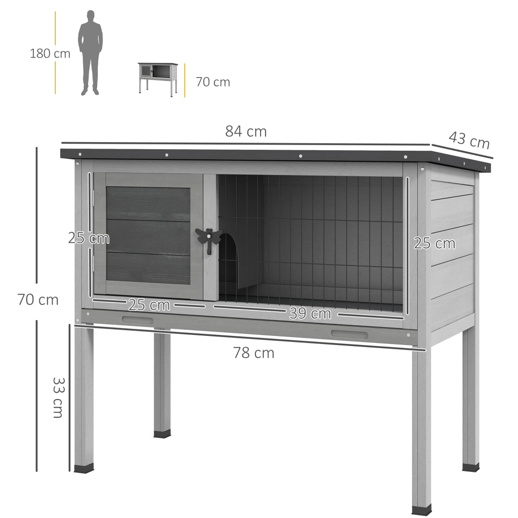 Gabbia per Conigli Legno di Abete ¨C zephmum ¨C Grigio 84x43x70 cm