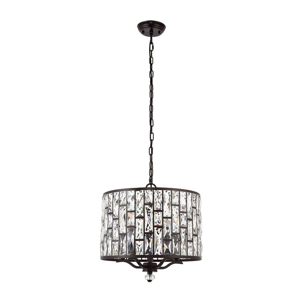 Lampadario Belle tondo cristallo bronzo scuro 5xE14 Endon