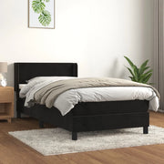 Giroletto a Molle con Materasso Nero 90x190 cm in Velluto 3130813