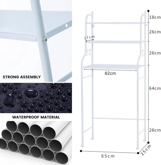 Sistema di stoccaggio per lavatrice con 3 livelli - Organizzatore acqua-tight con gambe regolabili in altezza