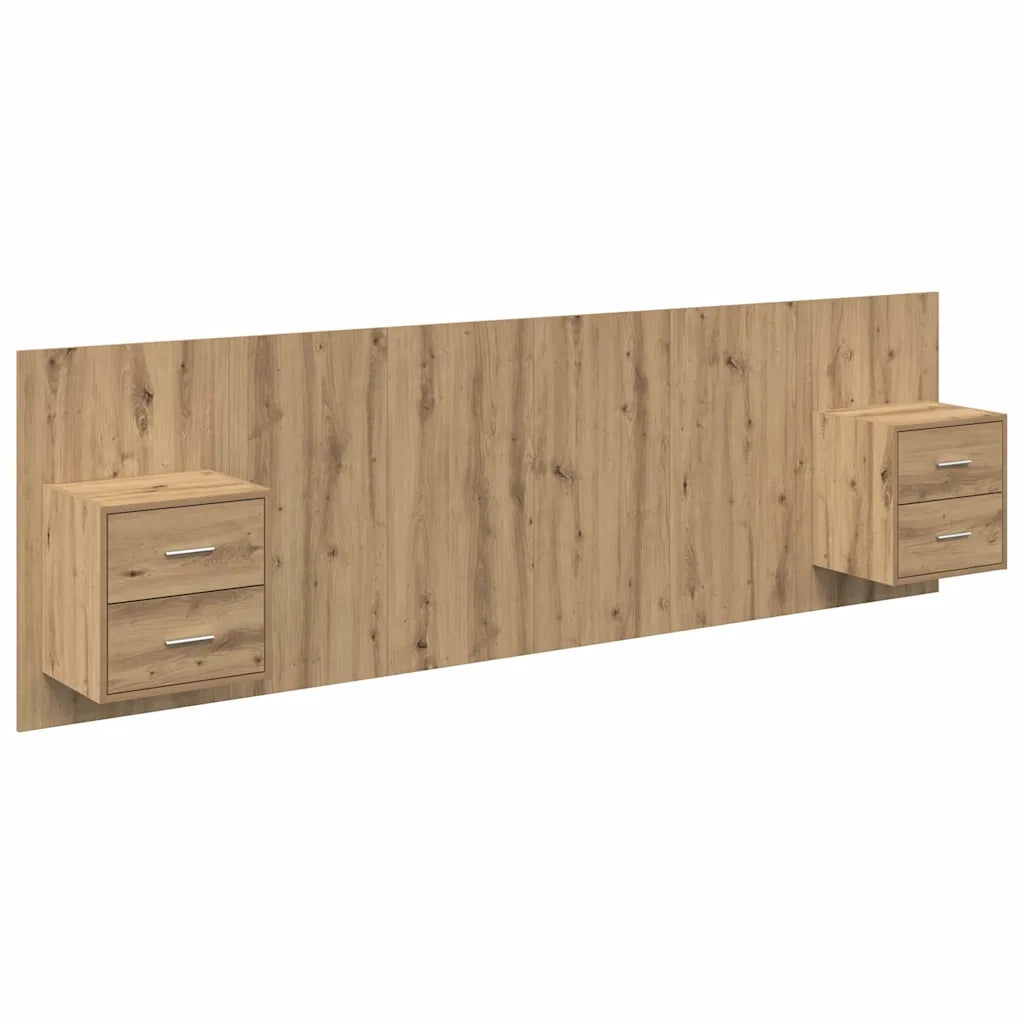 Testata con Comodino 3 pcs Rovere artigianale Legno multistrato 3416032