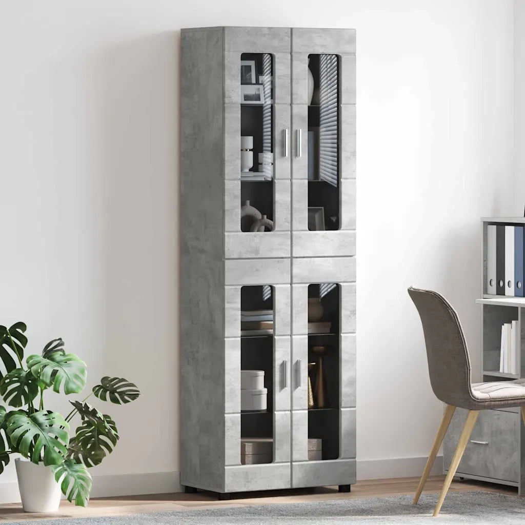 Credenza con lo scaffale FLORIN Grigio cemento 60 x 35 x 182 cm
