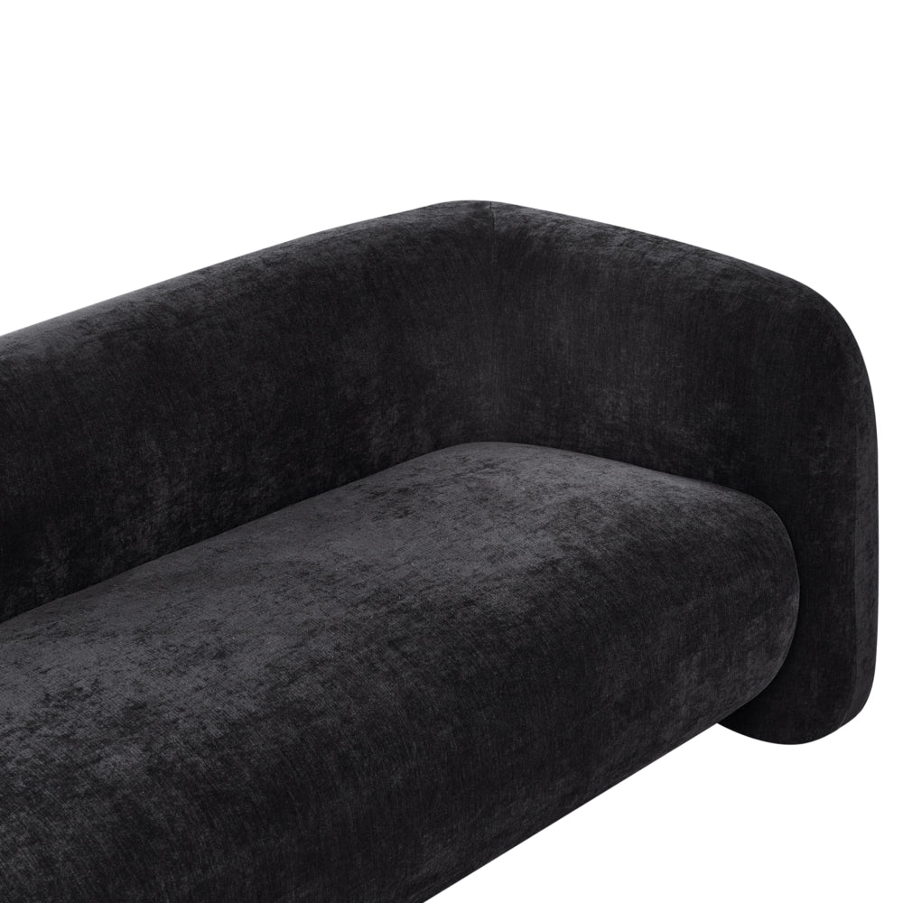 Divano a 3 posti in tessuto di ciniglia nero con cuscini aggiuntivi stile elegante