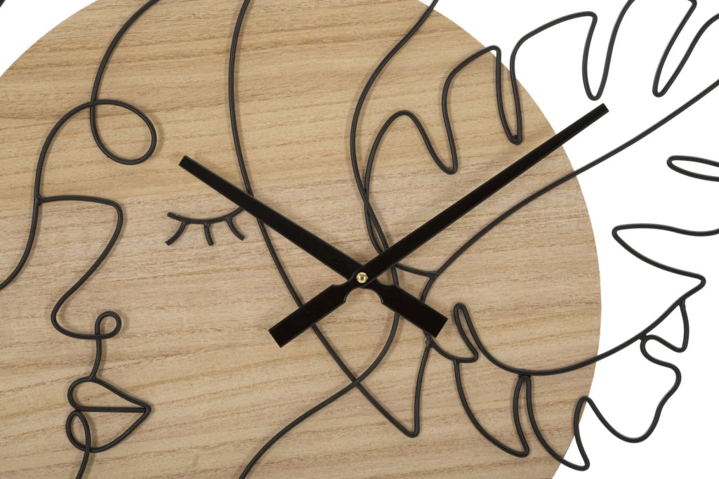 Orologio da Muro Elegant 60x2x60 cm in Ferro e MDF Nero e Marrone