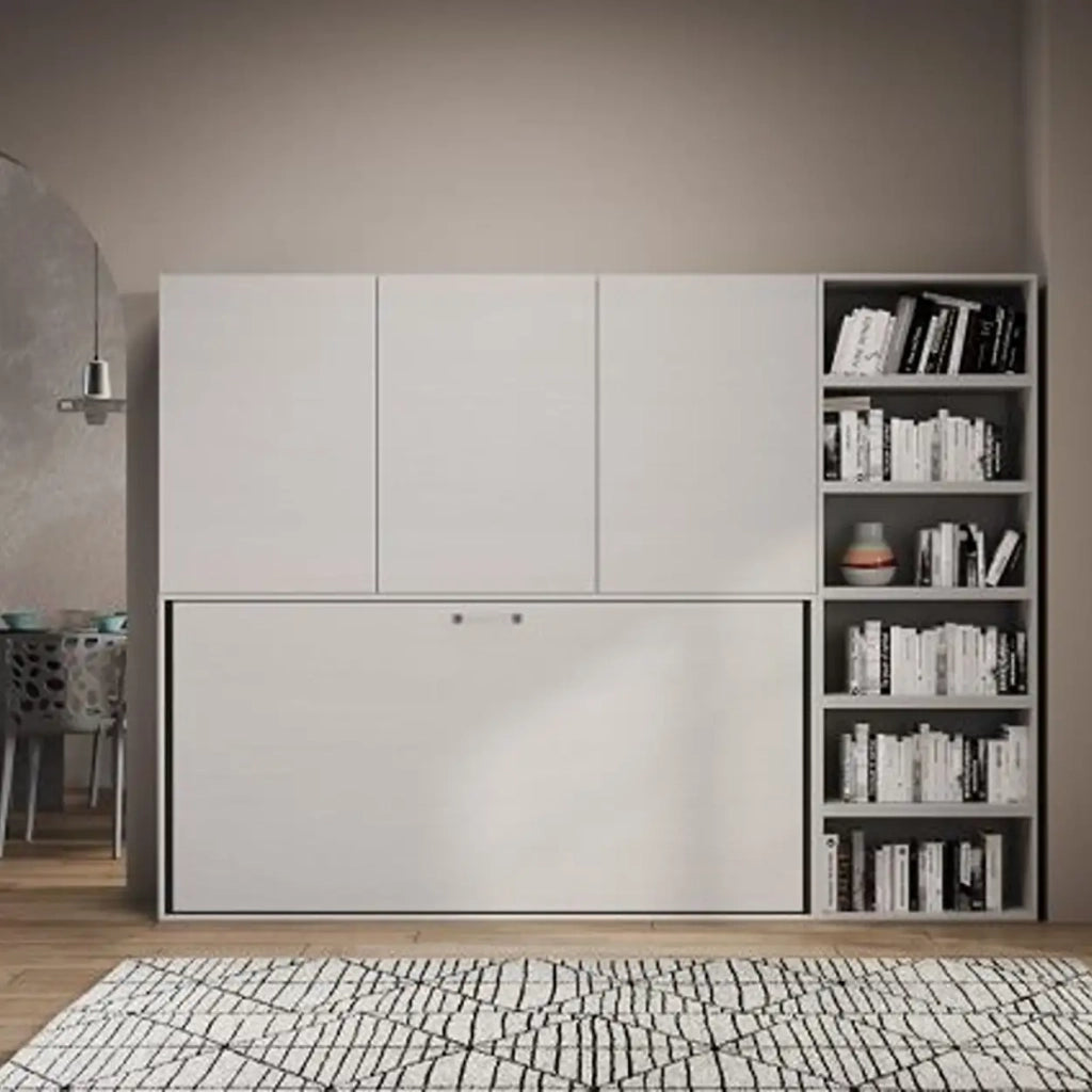 Letto singolo a scomparsa Kando comp.F con materasso bianco frassino