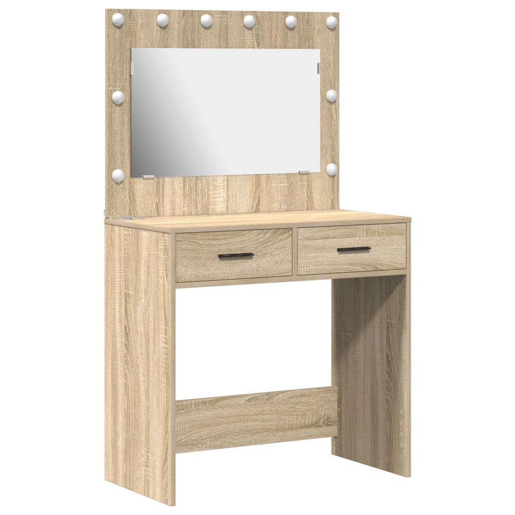 Toeletta con luci LED Rovere Sonoma 78,5 x 41 x 135 cm