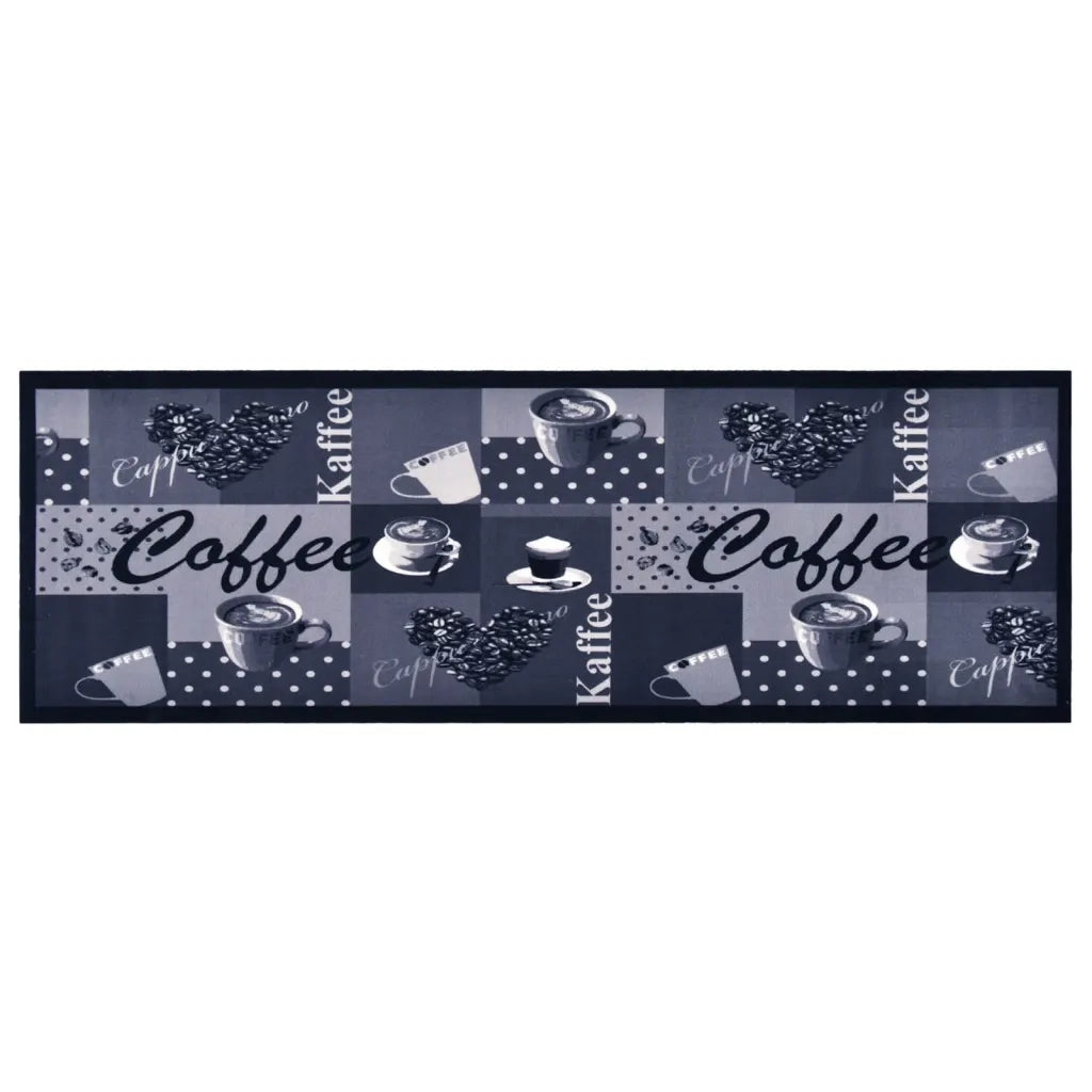 Tappetino da cucina lavabile antiscivolo e flessibile 180 x 60 cm stile moderno atmosfera accogliente in poliammide blu caffè 02_0046529