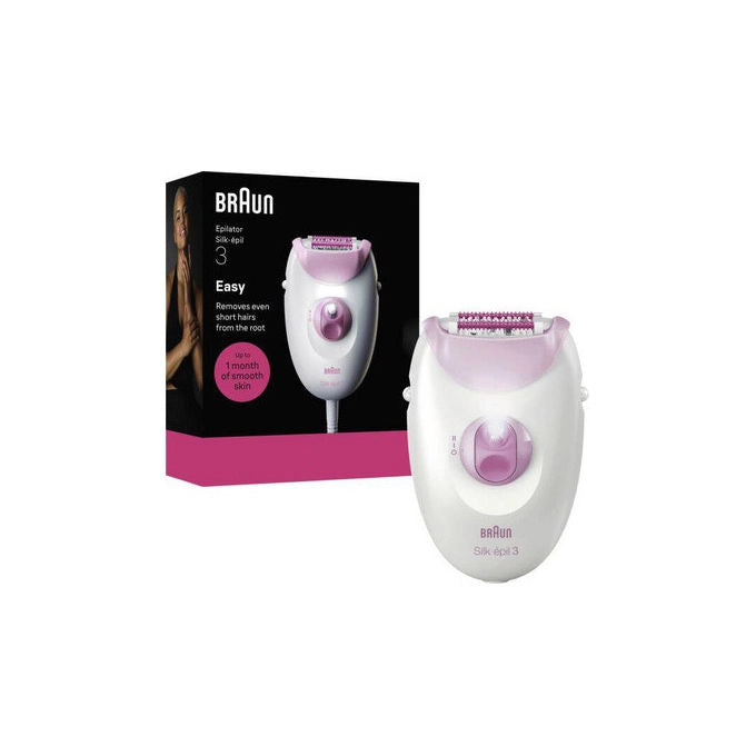 Braun SE3-000 Silk-epil 3 Epilatore 20 pinzette MicroGrip 2 velocita' Smartlight testina radente colore Rosa