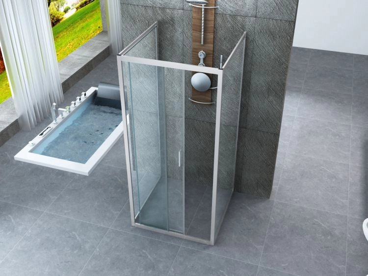 Box doccia Cristallo 6 mm - 3 lati due fissi piu' porta scorrevole Trasparente - Misura: 90 x 100 x 90 x h190 cm