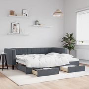 Divano Letto Estraibile Cassetti-Sofa Letto-Daybed Grigio Scuro 90x200cm Velluto 580993