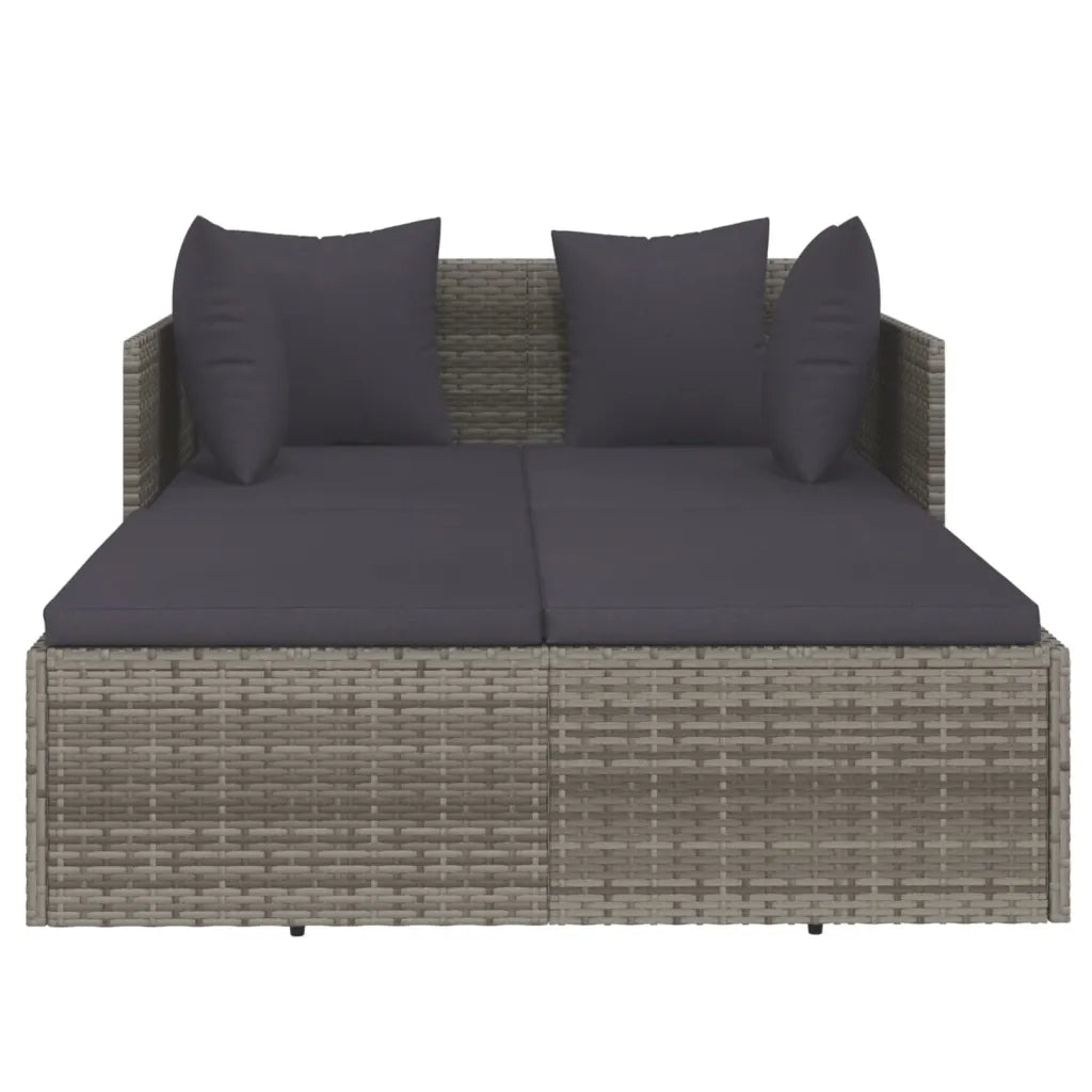 Lettino con Cuscini Grigio 182x118x63 cm in Polyrattancod mxl 118262