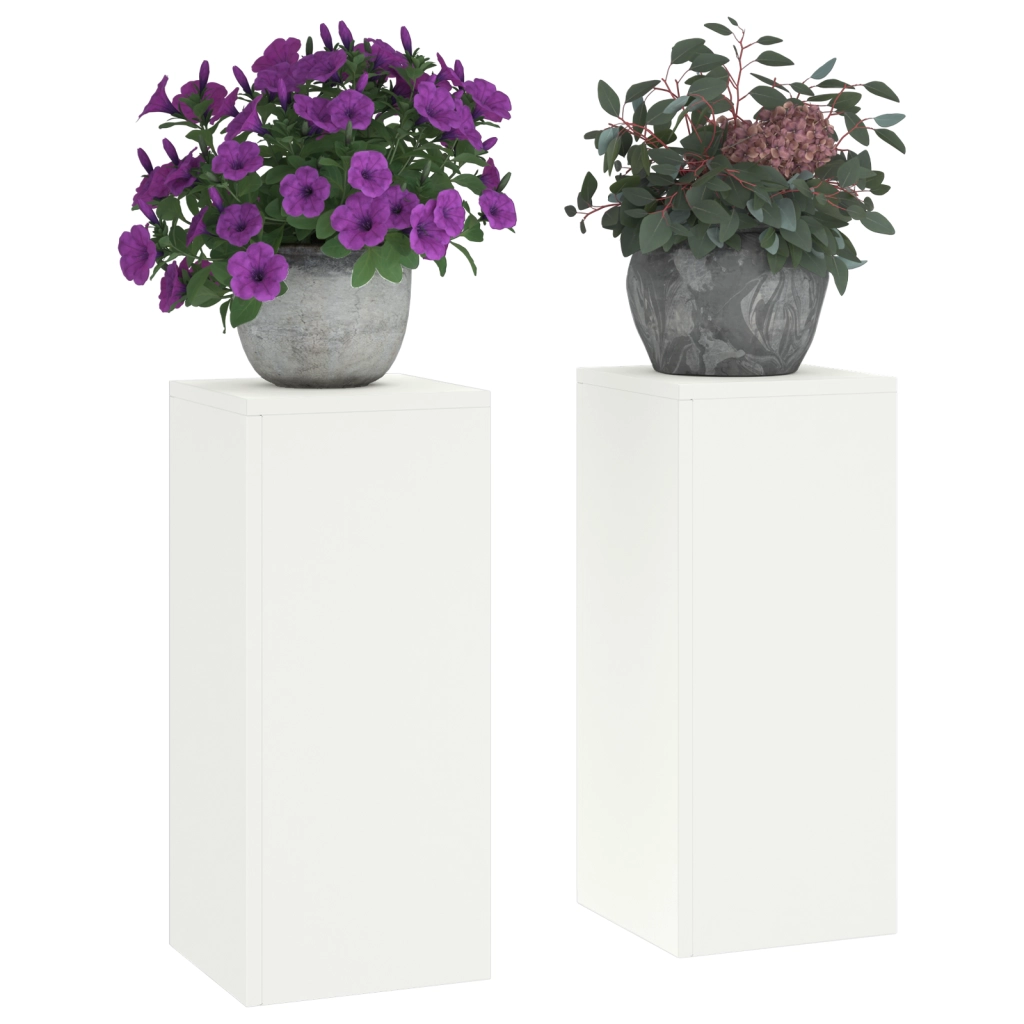 Set di 2 Supporti per Piante da Esterno in bianco, 24x24x55 cm, Acciaio
