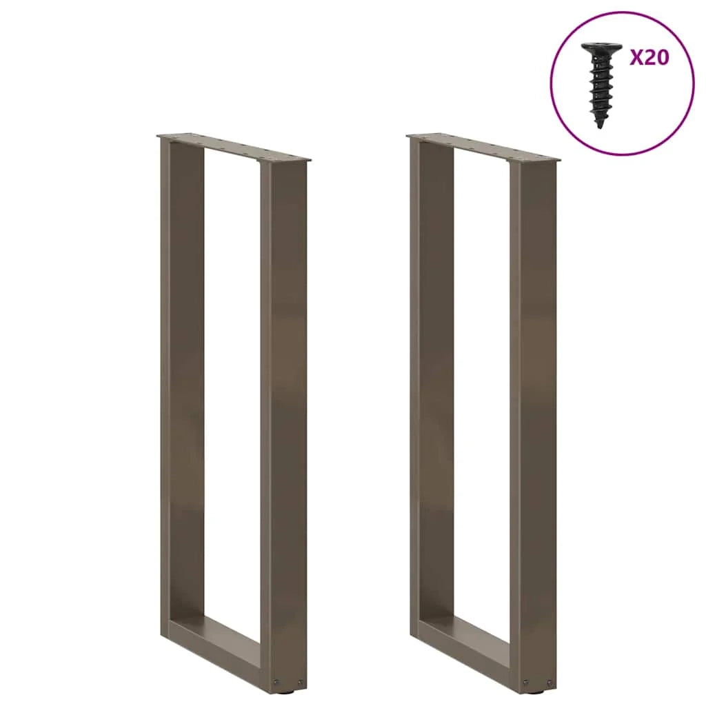 Set di 2 gambe per tavolo da bar a forma di U 40 x 100 cm design moderno con piedini regolabili acciaio naturale 02_0057471