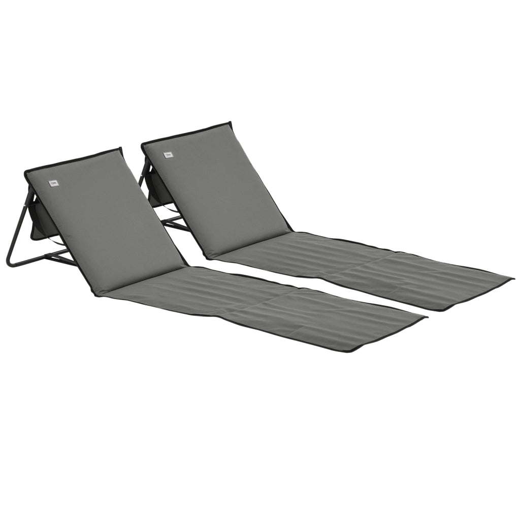 Lettino da spiaggia pieghevole con schienale regolabile ¨C zephmum ¨C grigio 142x51x40 cm