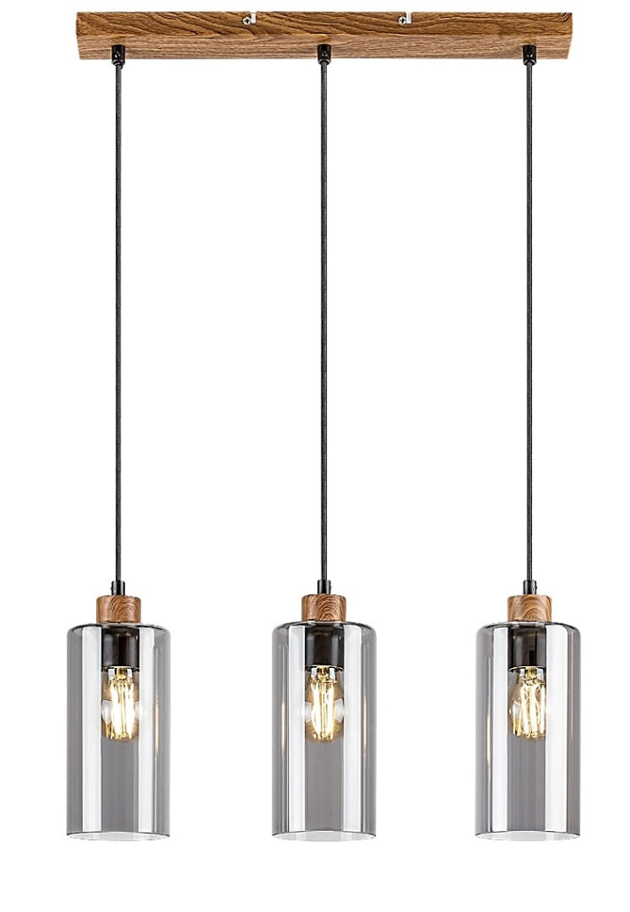 Lampada a sospensione Rabalux Tanno 3xE27 rovere fumé