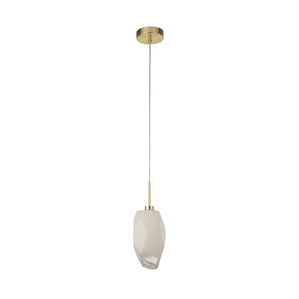 Rocky 1Lt Pendente, Metallo Ottone Satinato e Vetro