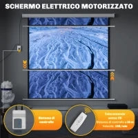 Telo Proiettore Motorizzato da 92 Pollici con Telecomando, in Plastica e Metallo, 189.5x8x189.5 cm, Bianco