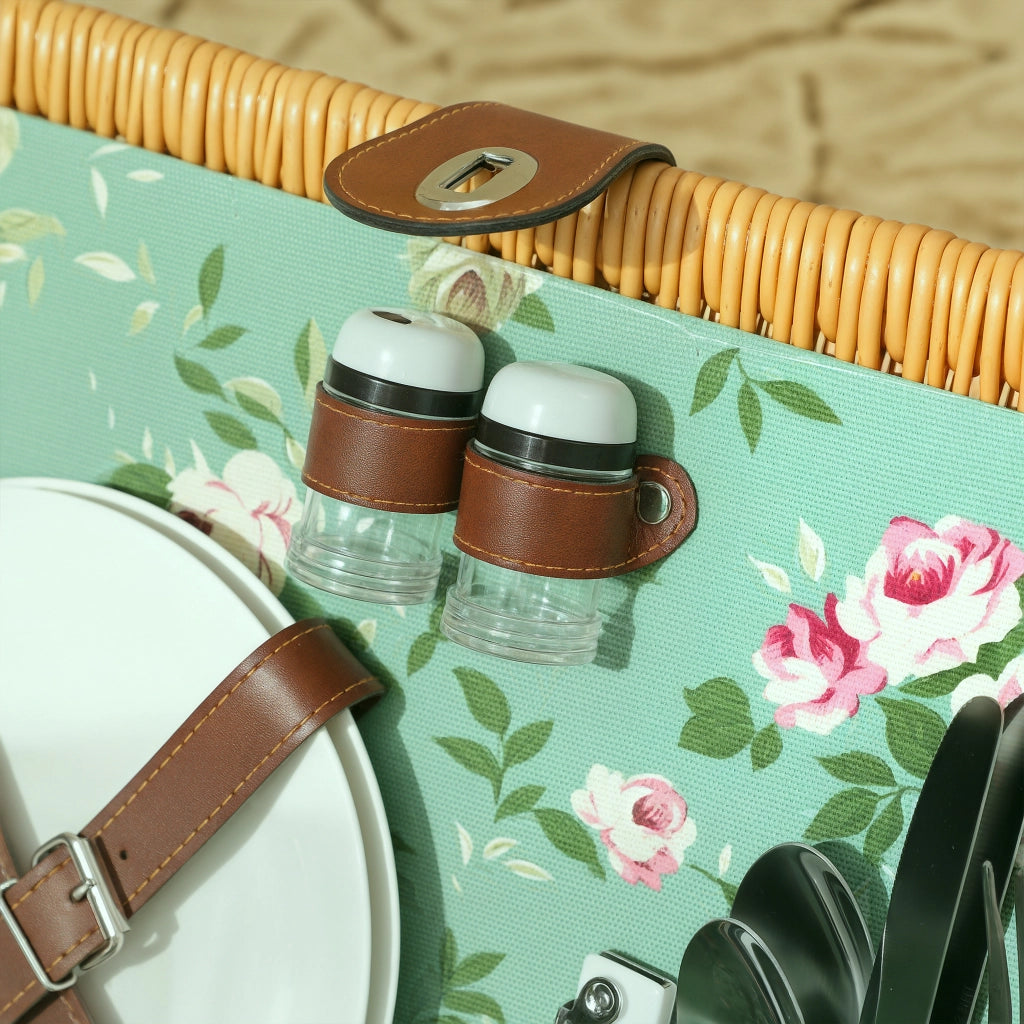 Set da Picnic in Vimini per 2 Persone con Piatti e Posate ¨C Zephmum ¨C Marrone 40x30x20 cm