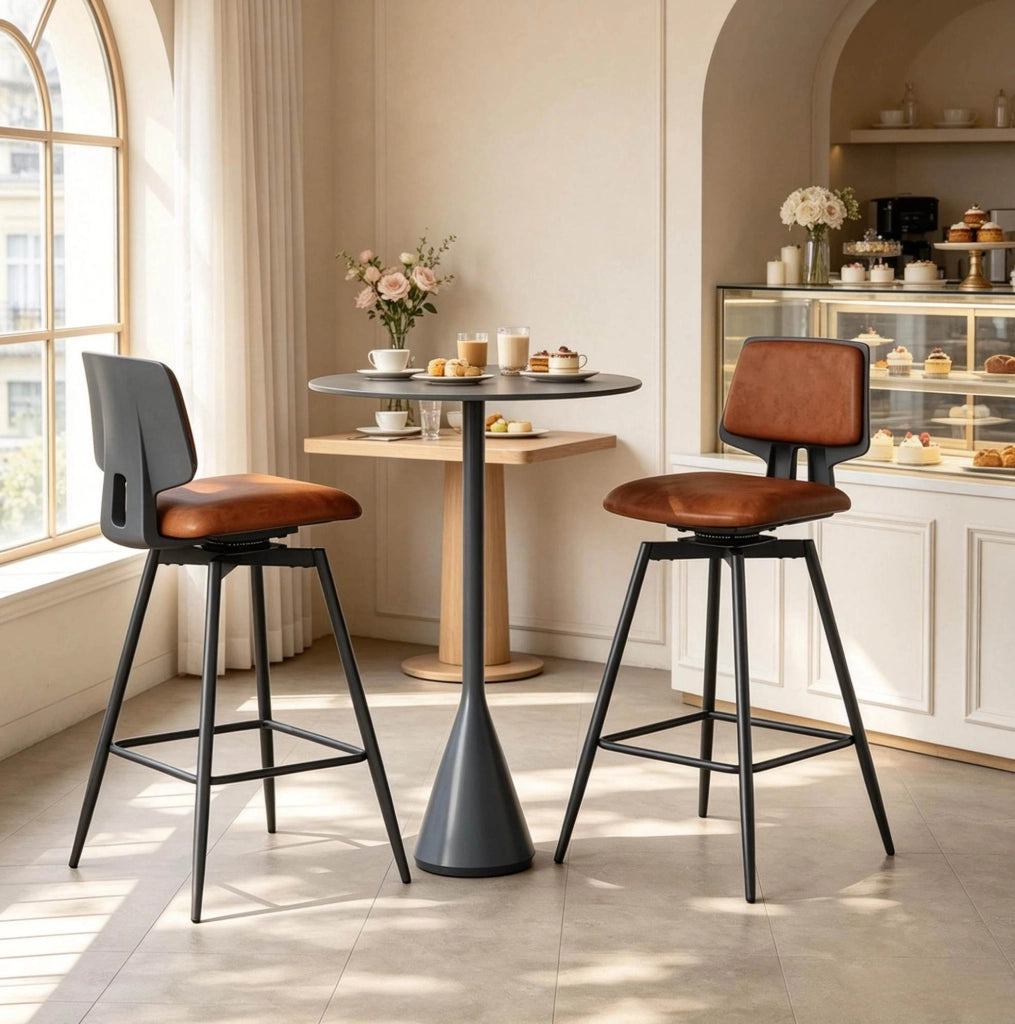 Set di 2 sgabelli da bar 45,5x45,5x89 cm in similpelle marrone per cucina –