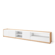 Mobile TV Soggiorno, 310x50x37 cm, Per TV fino a 80", Mobile Soggiorno, Bianco e Rovere soft