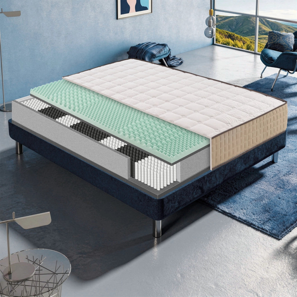 Materasso Singolo 80x190 molle indipendenti e memory foam, altezza 26 cm, 5 cm Memory Foam, a zone di supporto differenziato IRIDE SPRING