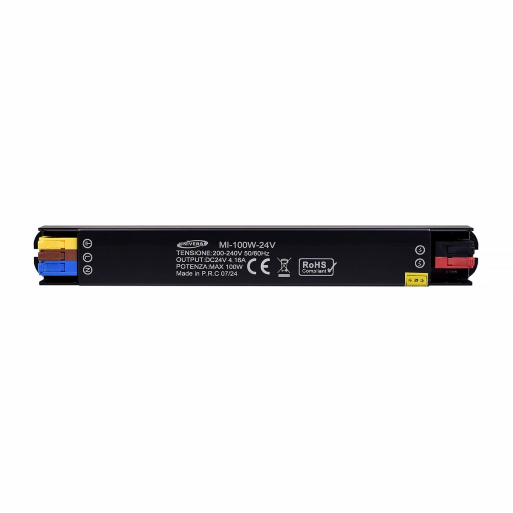 MINI TRASFORMATORE 24V 4.16A 100W - ALIMENTATORE IP20 IN ALLUMINIO PER IMPIANTI ELETTRICI E ILLUMINAZIONE