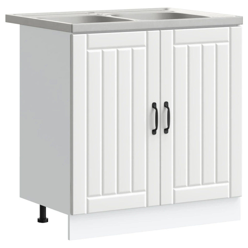 Mobiletto per lavabo Lucca 2 pz Bianco Legno ingegnerizzato 3315011