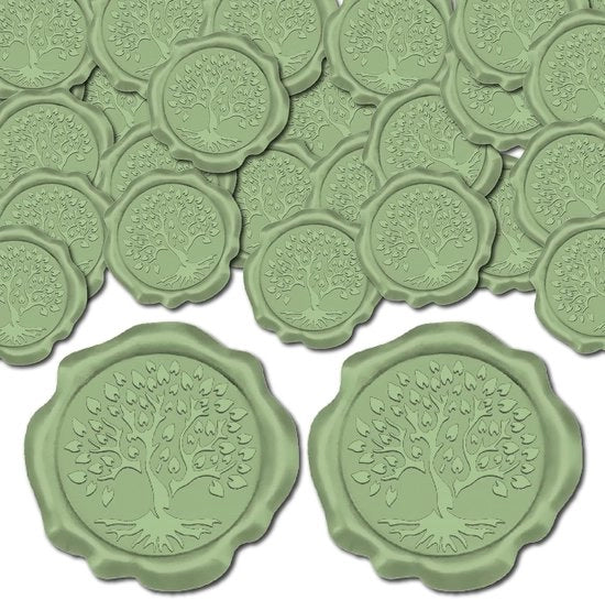 Afdichtingsstickers autoadesivi con sigillo a cera - verde scuro - decorazione - invito di nozze - Natale - compleanno - scrapbook - adatto per albero della vita - 50 pezzi