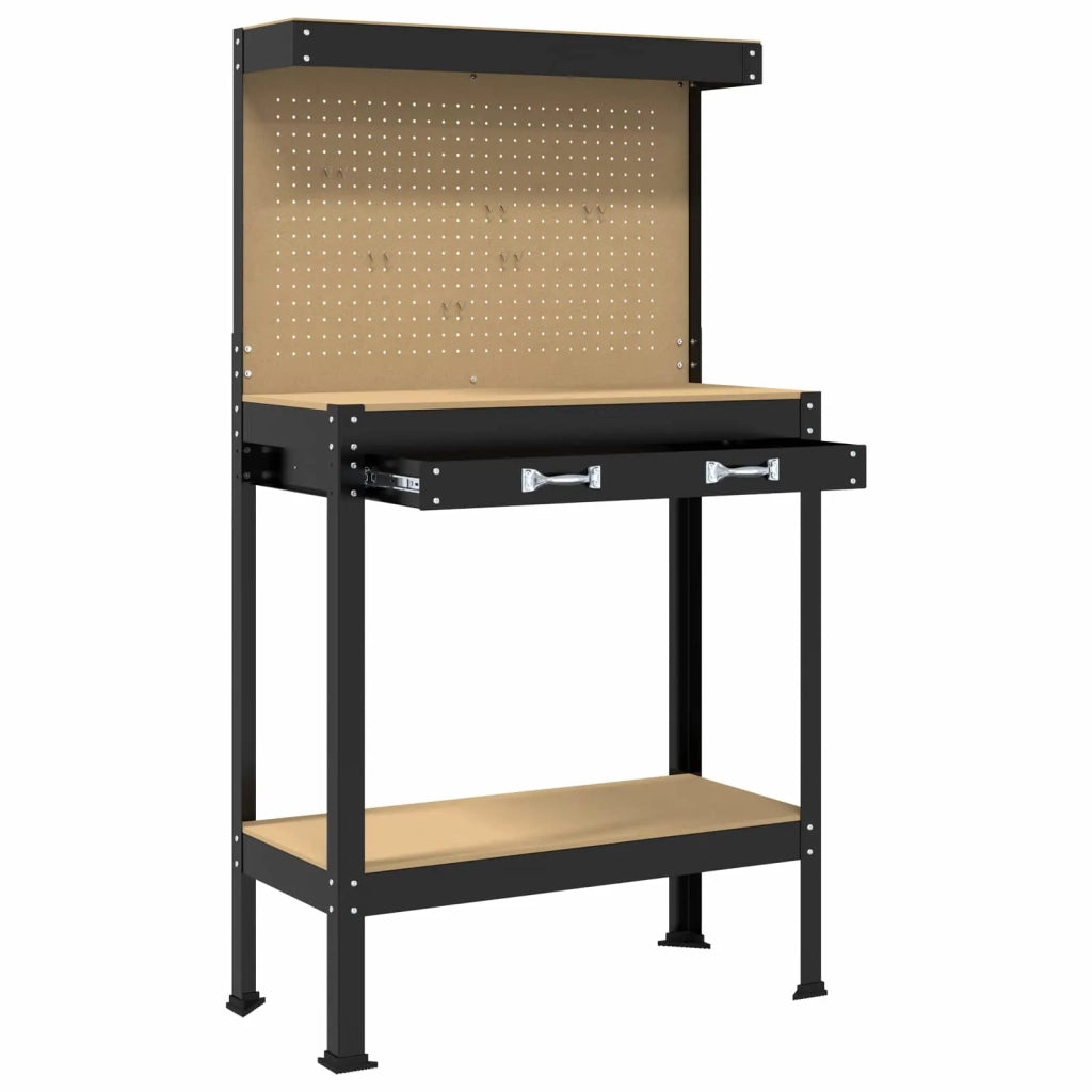 Banco da lavoro con cassetto Nero 81 x 41 x 145 cm 42020129