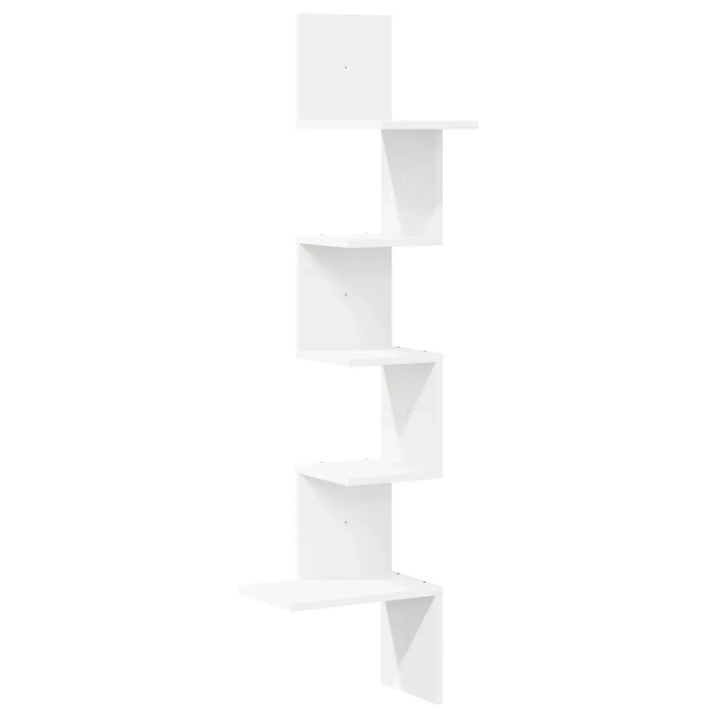 Scaffale Angolare Muro Bianco 32x32x127,5 cm Legno Multistrato 860517