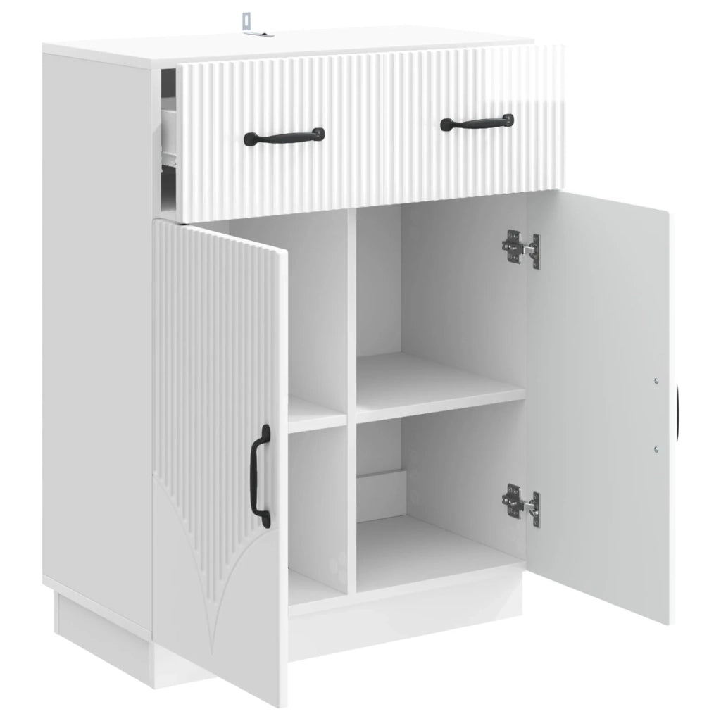 Credenza Bianco Lucido 66 x 34,5 x 87 cm Legno ingegnerizzato