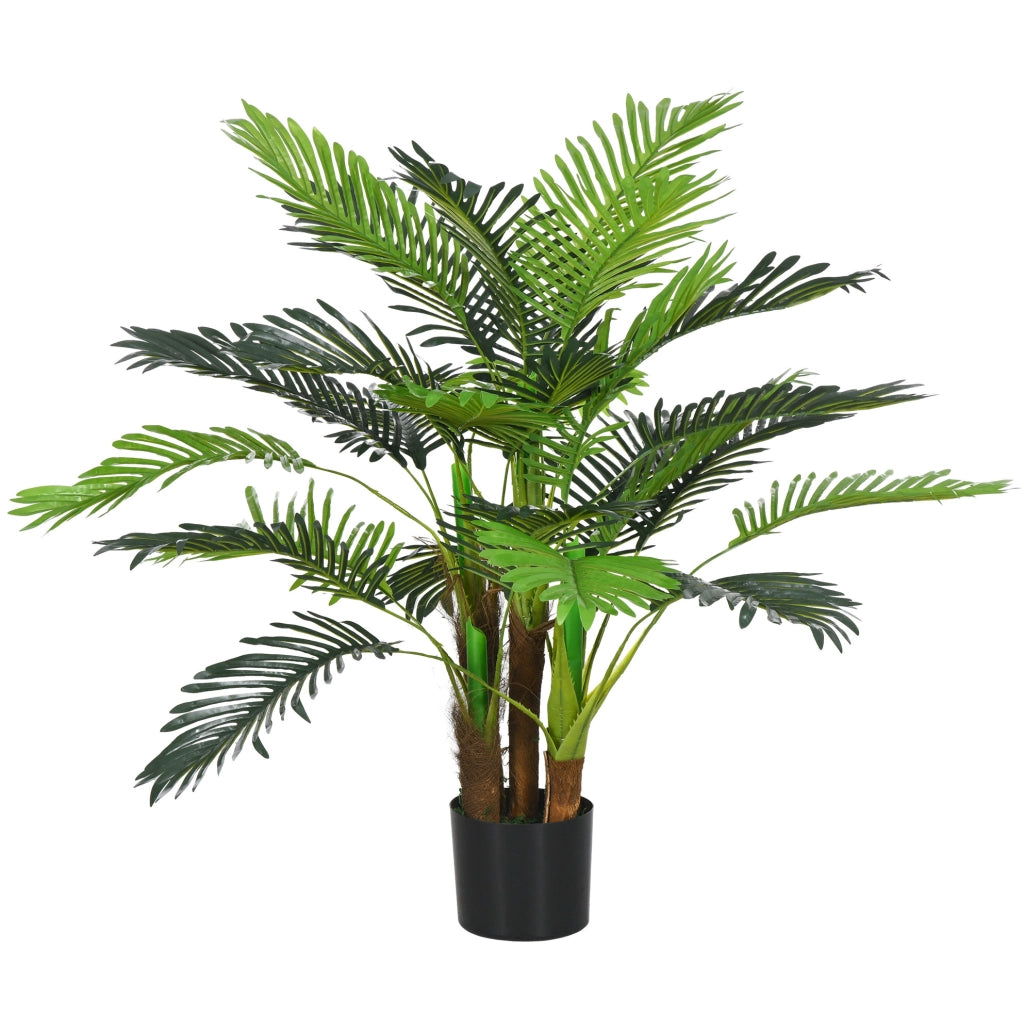 Palma artificiale ULEVR 105 cm con 5 tronchi e rami modellabili, pianta decorativa in plastica verde