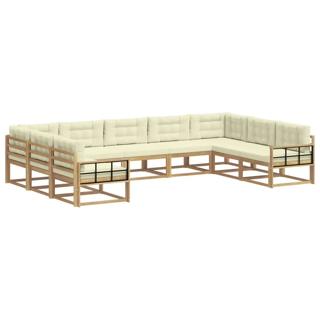 Set di divani da esterno con cuscino 9 pcs Bianco e Crema 3387044