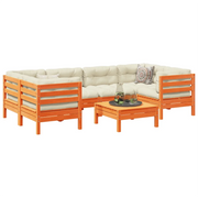 vidaXL Set Divani Giardino 7 pz con Cuscini Marrone Cera Massello Pino