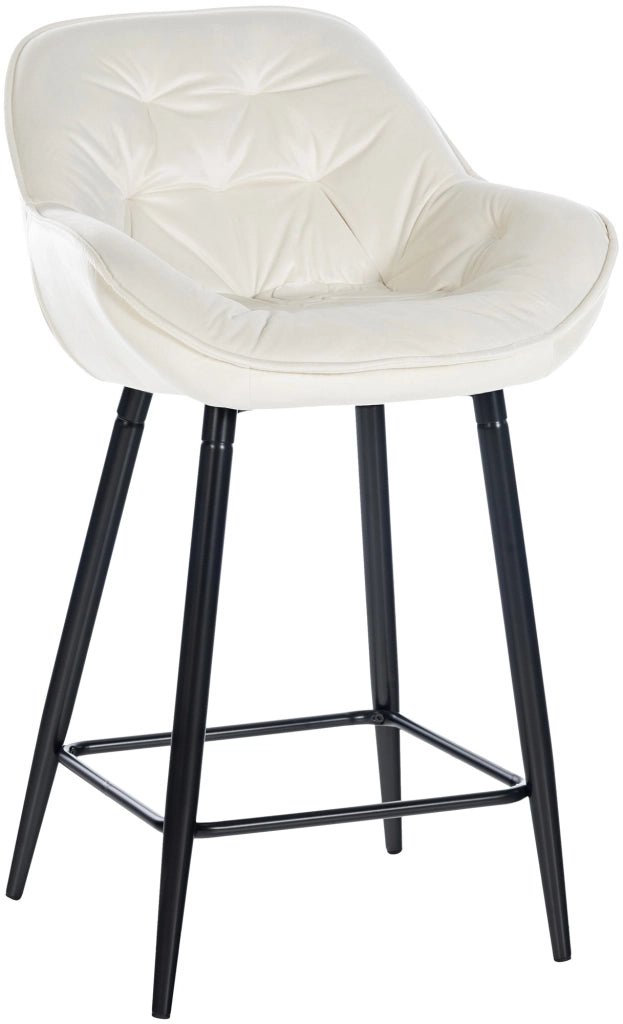 Sgabello da bar Gibson in velluto altezza seduta 76 cm crema