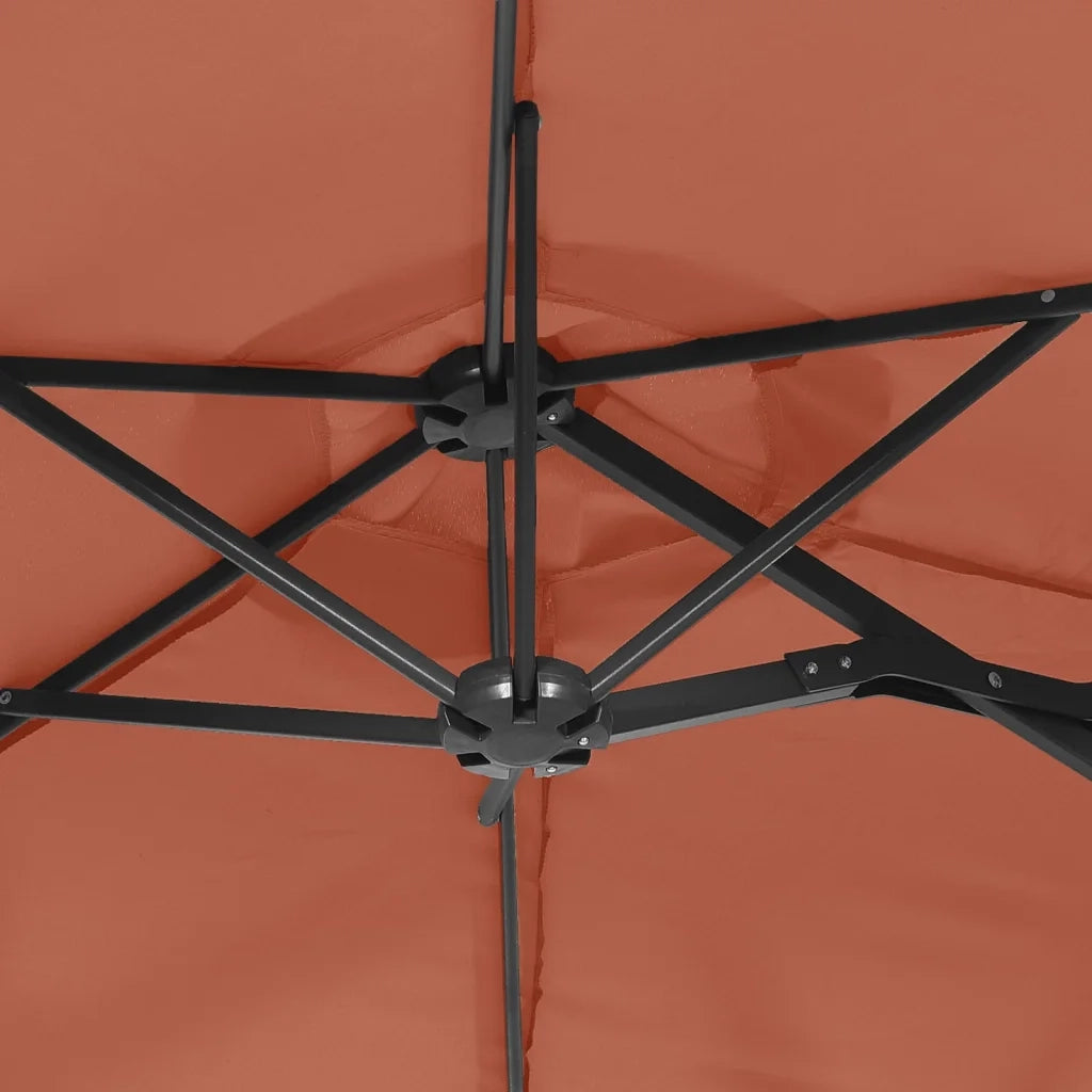 Ombrellone a Doppia Testa con LED Terracotta 316x145 cm 362974
