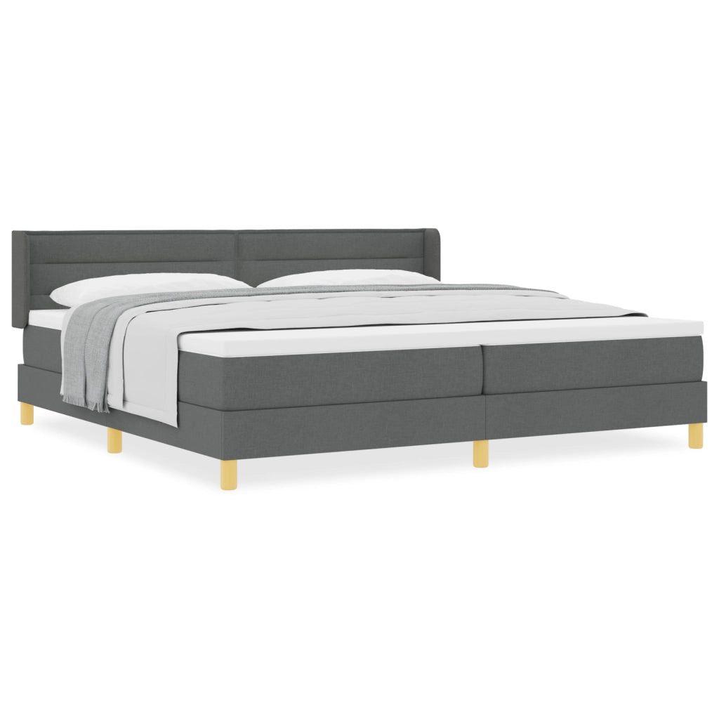 Letto con Box Spring e Materasso Grigio Scuro 200x200 cm Tessuto